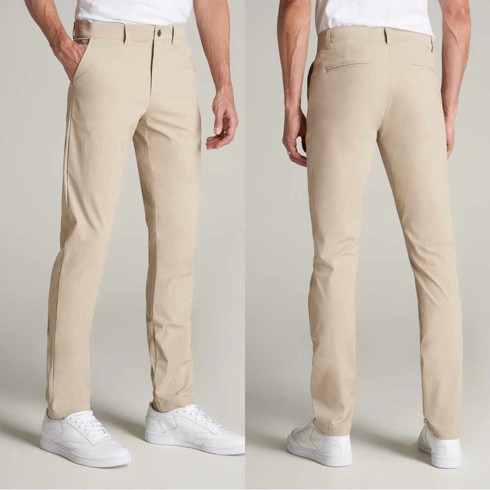 American Tall Men’s Tapered Fit Traveler Chino Pants Performance Light Khaki 36